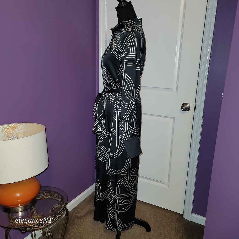 H & M Black and White Geometric Pattern Dress Sz: M NWT - Picture 9 of 13